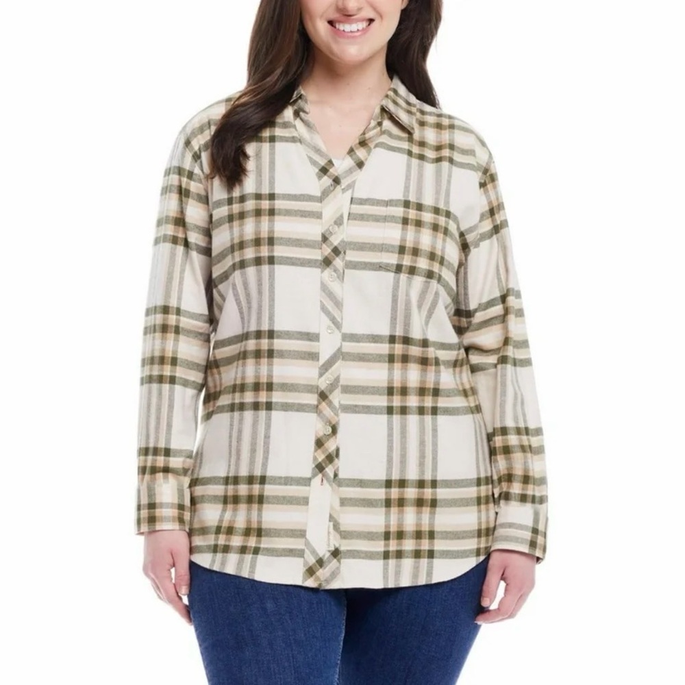 Weatherproof Vintage Plaid Shirt XL – Green Check – Long Sleeve Button‎ Down –